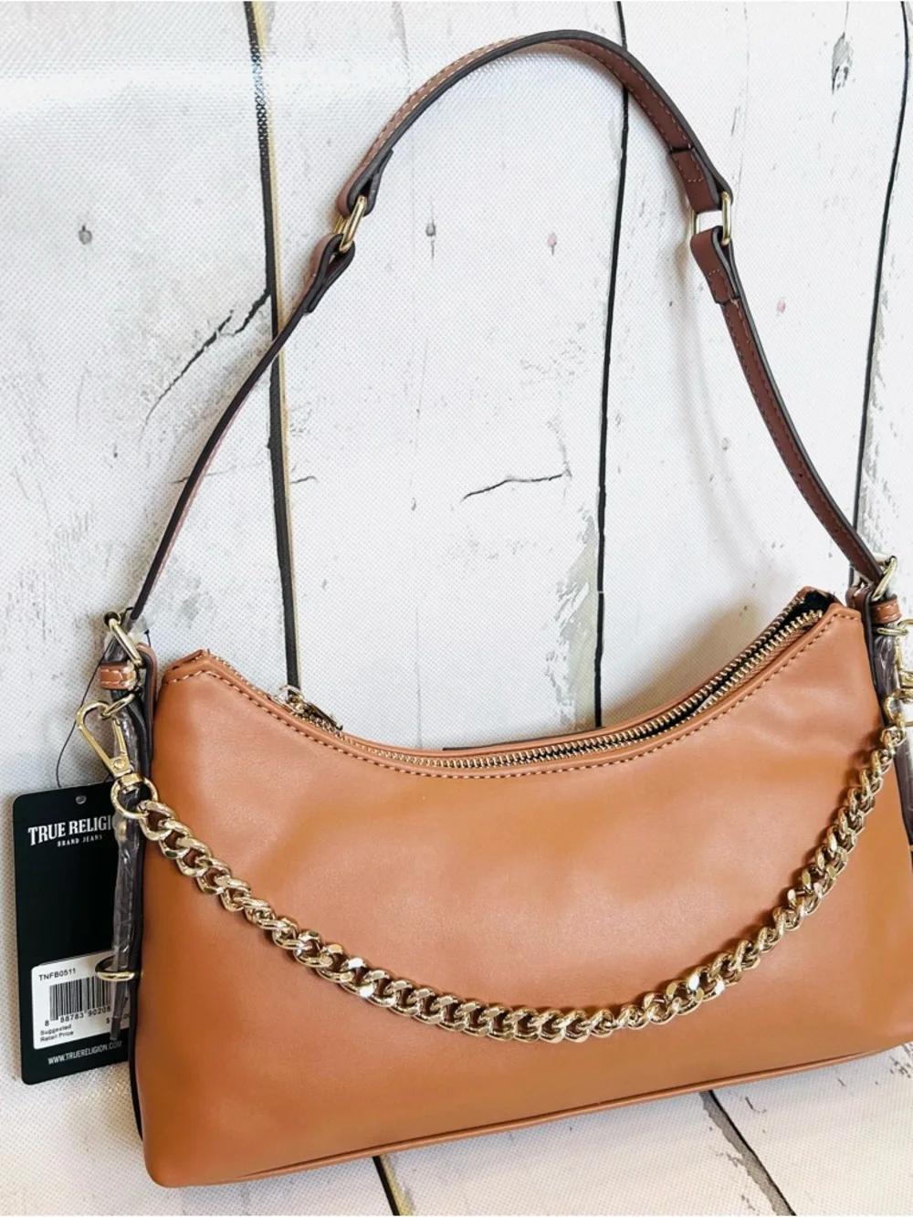 True Religion Women's Shoulder Bag in Tan Brown with Gold Hardware - Picture 5 of 10